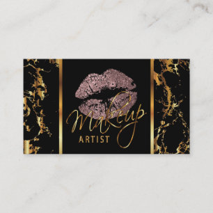 Makeup Artist with Marble Gold Accents Business Card