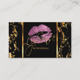 Makeup Artist with Marble Gold & So Pink Lips Business Card