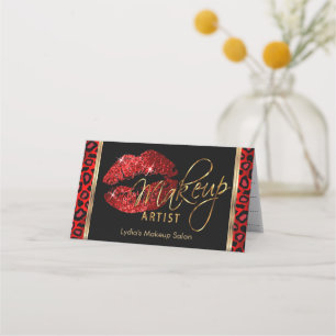 Makeup Artist with Pink Leopard & Red Lips  Appointment Card