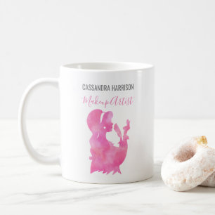 Makeup Artist Woman Silhouette Watercolor Beauty Coffee Mug