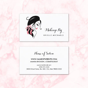 Makeup Artist Woman With Eyelashes and Pink Bow Business Card