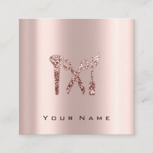 Makeup Beauty Blogger You-tuber Rose Logo Social Square Business Card