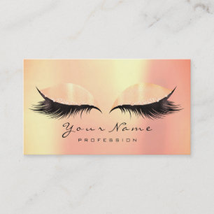 Makeup Beauty Peach Coral Metallic Lashes Glitter Business Card
