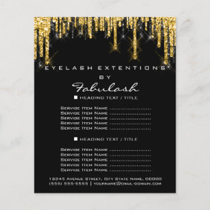 Makeup Beauty Price List Gold Black Drips Hair Wax Flyer