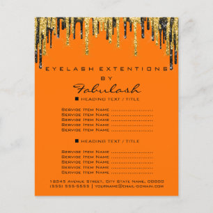 Makeup Beauty Price List Gold Black Drips Orange Flyer
