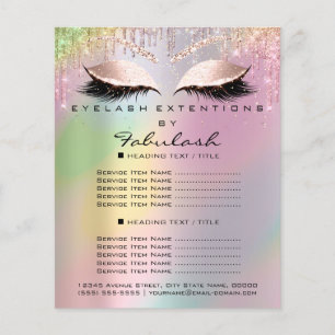 Makeup Beauty Price List Lash Holograph Drip Rose Flyer