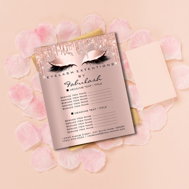 Makeup Beauty Salon Brown Glitter Price List Lash Flyer (Creator Uploaded)