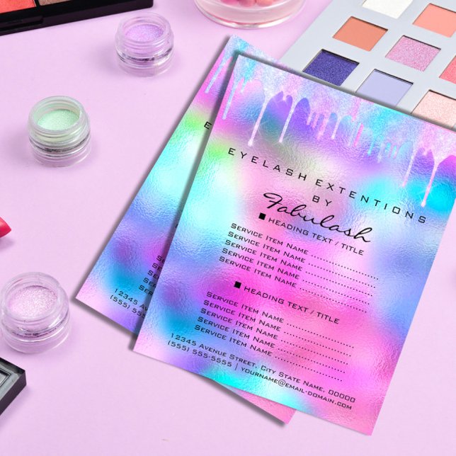 Makeup Beauty Salon Glitter Holograph Pink Unicorn Flyer (Makeup Beauty Salon Glitter Holograph Pink Unicorn Flyer)