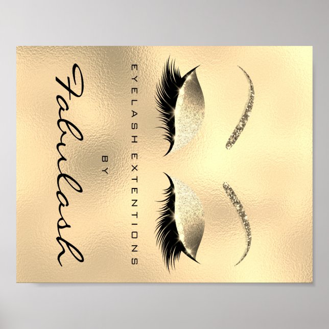 Makeup Beauty Salon Name Gold Glitter VIP Poster (Front)