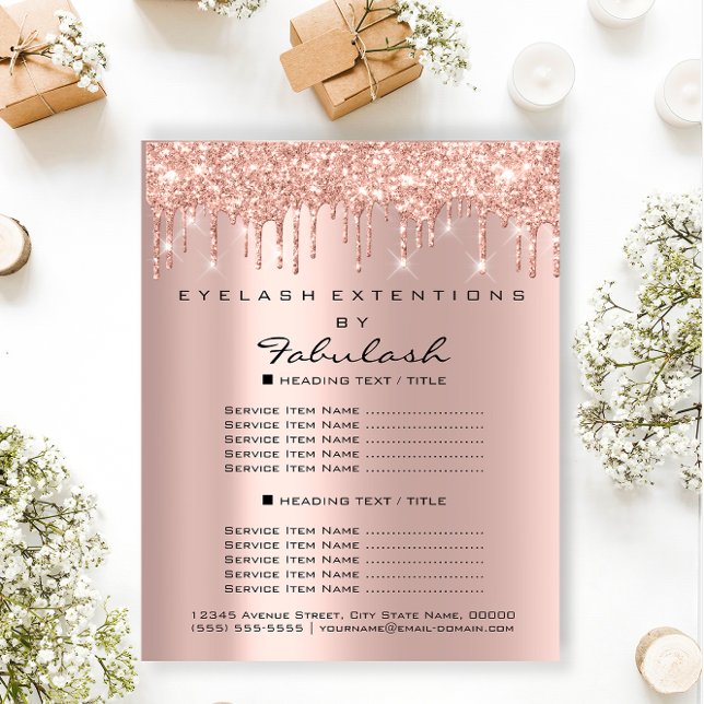 Makeup Beauty Salon Rose Glitter Flyer Spark Drips (Makeup Beauty Salon Rose Glitter Flyer Spark Drips)