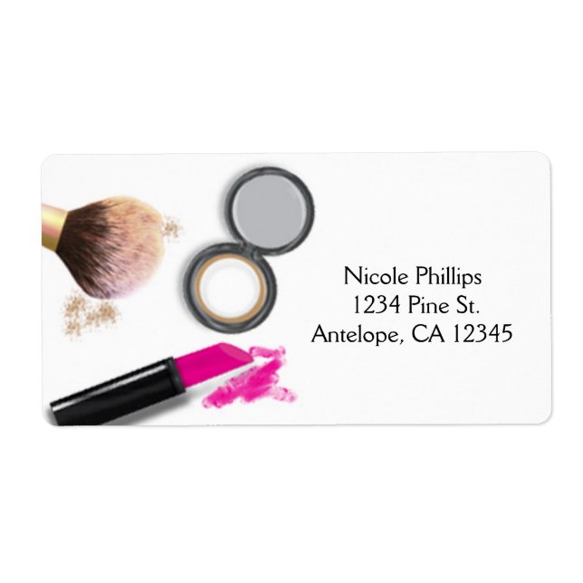 Makeup Beauty White Glam Chic Shipping Labels (Front)