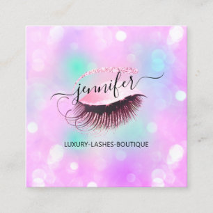 Makeup Brows Eyelash QR Code Logo Beauty Studio  Square Business Card