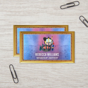 Makeup Brushes and Tools Compact   Gold Frame Business Card