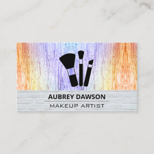 Makeup Brushes Bricks and Colourful Texture Business Card