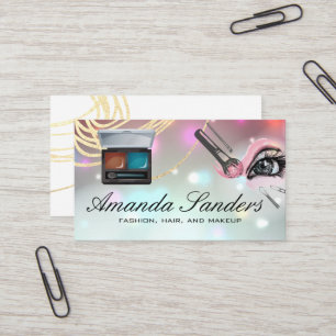 Makeup Brushes Glow Bokeh Business Card
