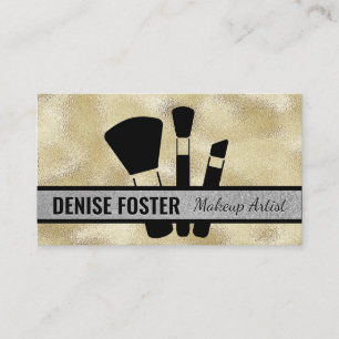 Makeup Brushes Gold Foil Shimmer Business Card