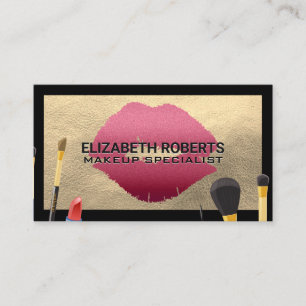 Makeup Brushes Leather Lipstick Kiss Business Card