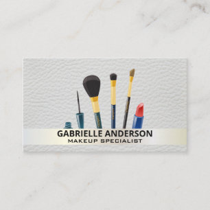 Makeup Brushes Leather White Gold Trim Business Card
