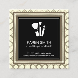 Makeup Brushes Makeup Artist Border Square Business Card