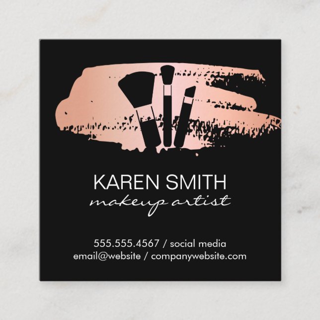 Makeup Brushes | Makeup Artist Square Business Card (Front)