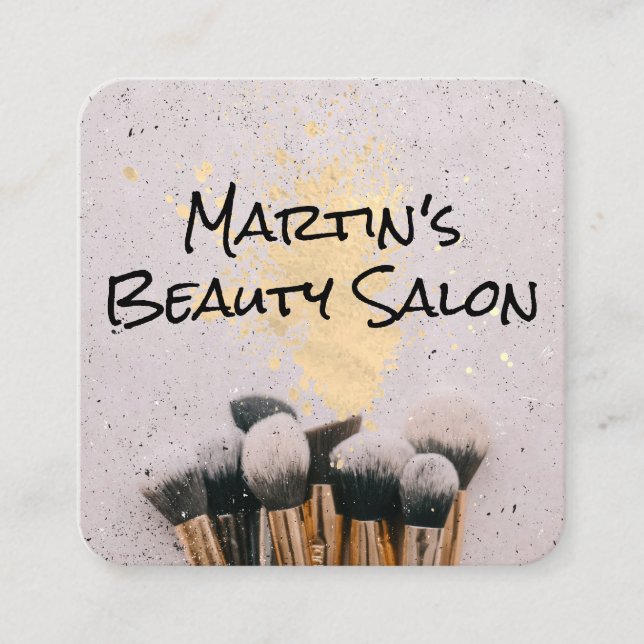 Makeup Brushes | Makeup Artist Square Business Card (Front)