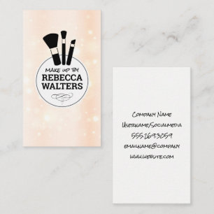 Makeup Brushes   Sparkly Background Business Card
