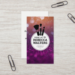 Makeup Brushes   Sparkly Bokeh Business Card