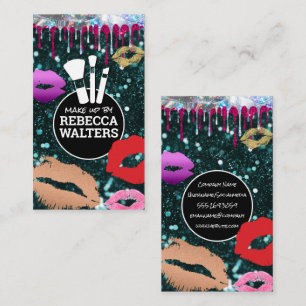 Makeup Brushes Sparkly Glitter Kisses Business Card