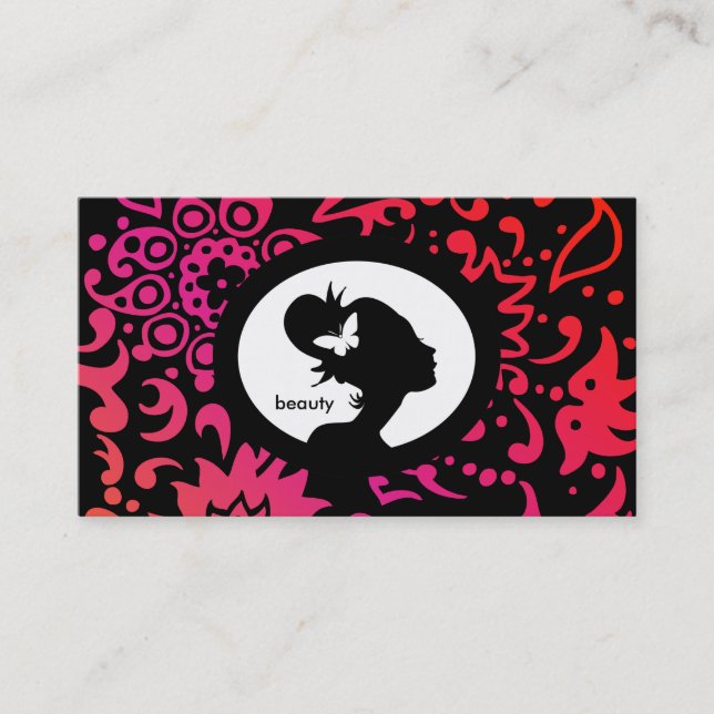 Makeup Business Card Butterfly Woman Colourful (Front)