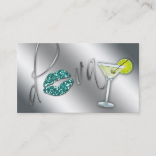 Makeup Business Card Diva Teal Sparkle Martini