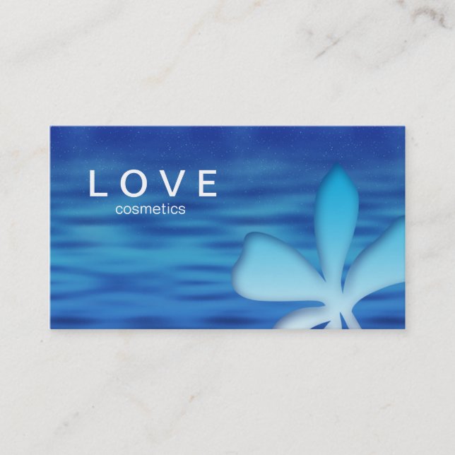 Makeup Business Card Flower Blue Cosmetics (Front)