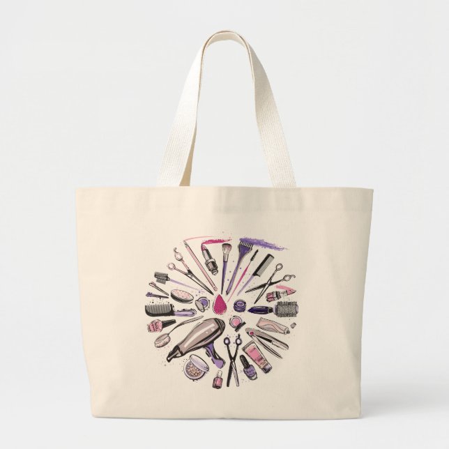 Makeup Circle Design Large Tote Bag (Front)