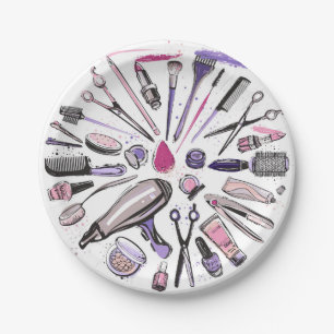 Makeup Circle Design Paper Plate