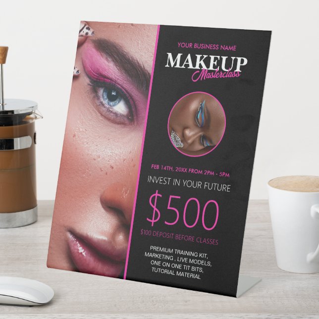 Makeup Classes Editable Pedestal Sign (In SItu)