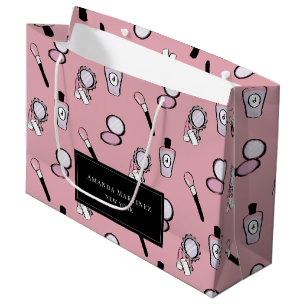 Makeup Cosmetic Pattern Pink Large Gift Bag