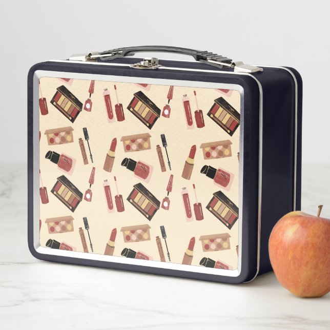 Makeup Cosmetics Beauty Pattern Cosmetology Metal Lunch Box (In Situ)