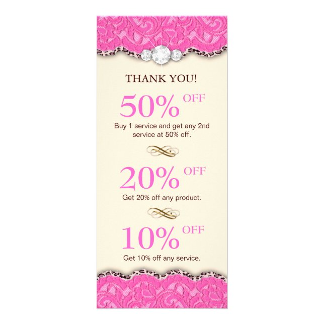 Makeup Coupons Jewellery Leopard Pink Cream Rack Card (Front)