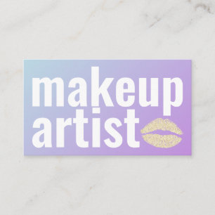 Makeup Elegant blue Purple Gradient Glitter Lips Business Card
