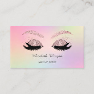 Makeup Elegant Glitter Faux Lashes Holographic Business Card