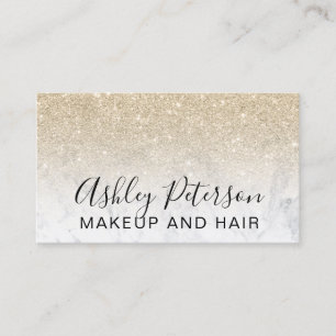 Makeup elegant typography marble champagne glitter business card