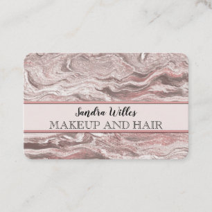 makeup elegant typography marble rose gold glitter business card