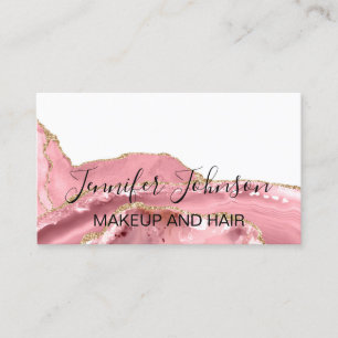 Makeup elegant typography rose quartz agate business card
