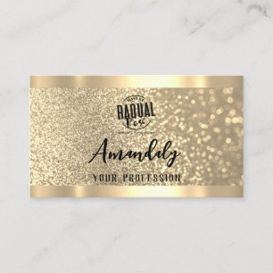 Makeup Esthetician Lash Nails QR Code Logo Gold Business Card