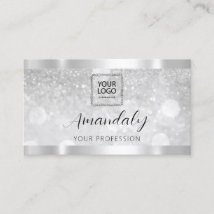 Makeup Esthetician Lash Nails QRCode Logo Silver B Business Card