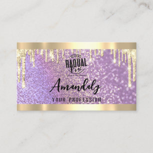 Makeup Esthetician Lash QR Logo Purple Drips  Business Card
