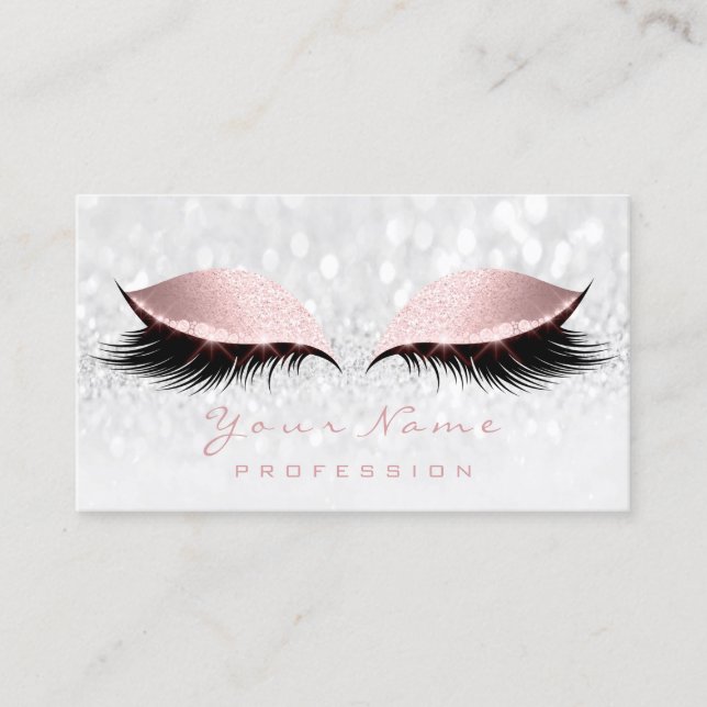 Makeup Eye Lash Glitter Pink Grey Appointment Card (Front)