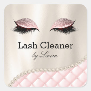 Makeup Eye Lash Lashes Cleaner Tufted Pearls Square Sticker
