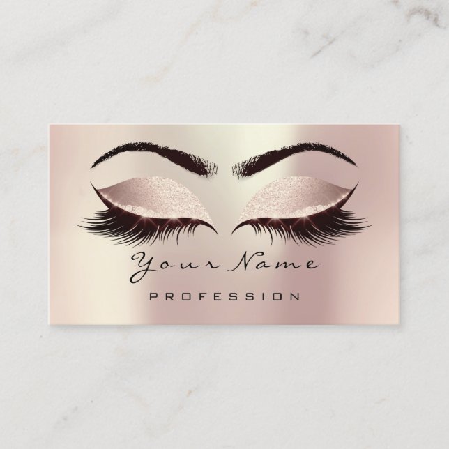 Makeup Eye Lash Pearls Blush Rose Appointment Card (Front)