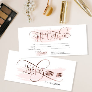 Makeup Eyebrow Eye Lash Rose Gold Gift Certificate Menu