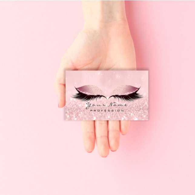 Makeup Eyebrow Eye Lashes Studio Glitter SPA Pink Business Card (Creator Uploaded)